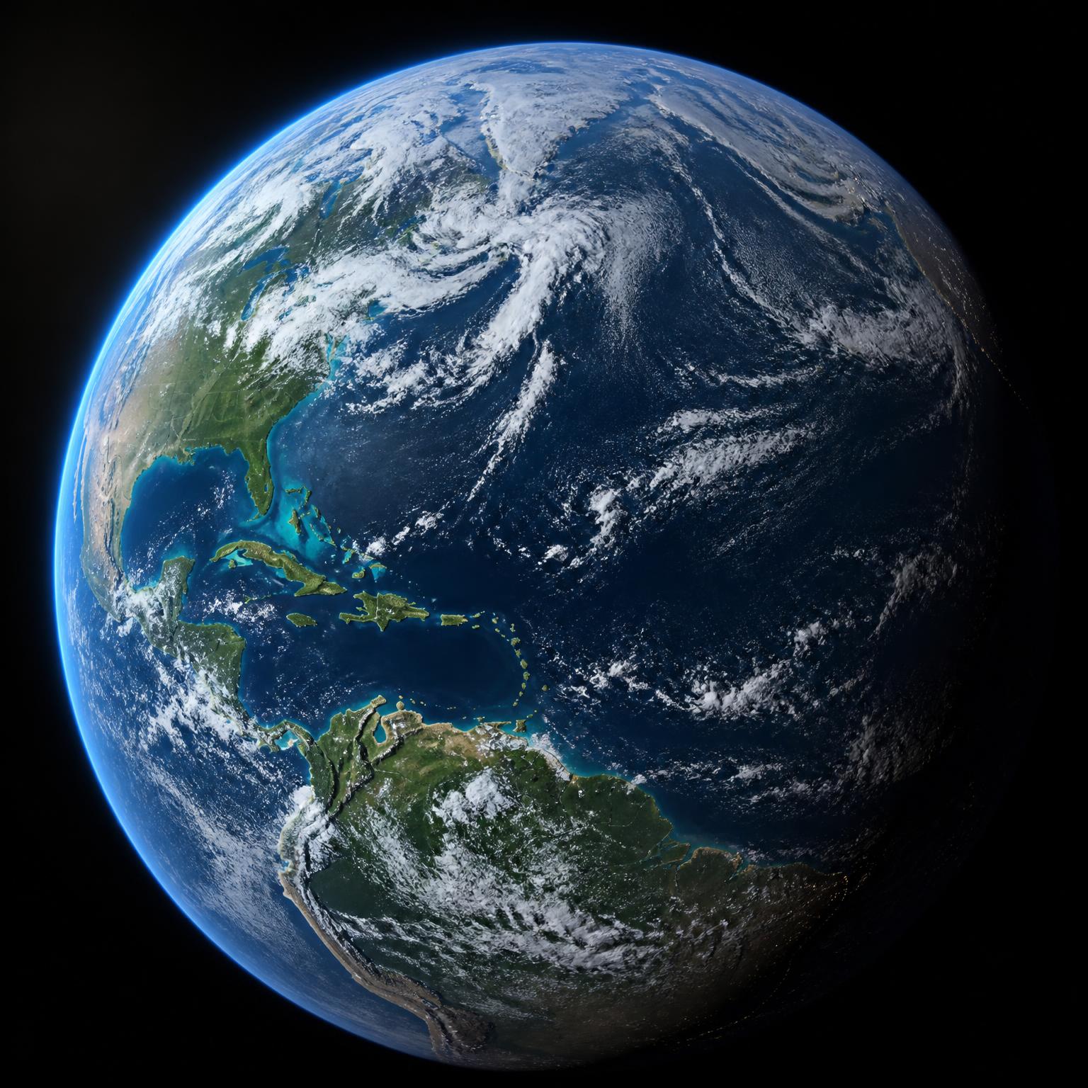 Earth seen from space, the Caribbean Sea in view